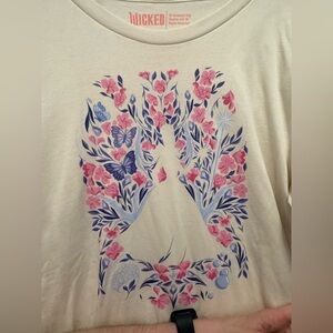 Wicked Women's Short Sleeve Tee - Cream Pin/Purple Floral Official Wicked NWOT